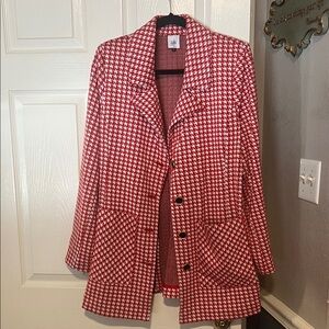 Cabi Red and White Houndstooth Jacket